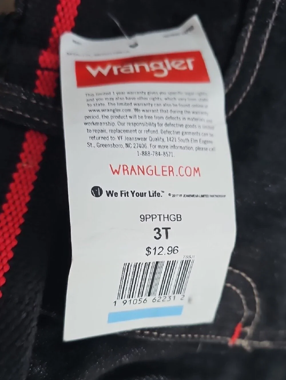 Wrangler Black 5 Pocket Slim Straight Jeans Red Racing Patch Belt 3T Toddler NWT